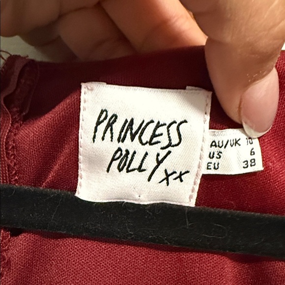 Princess Polly | The Villa Burgundy Square neck wrap dress - long sleeve - US 6 - Picture 3 of 7